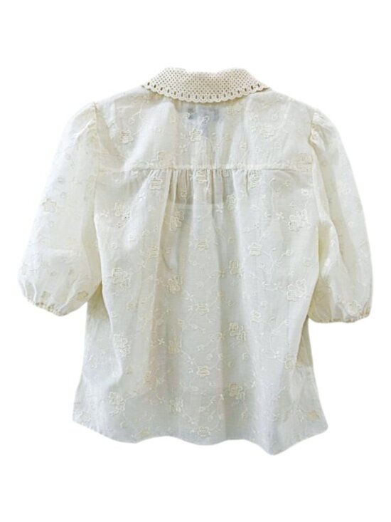 ME+EM Silk Cotton Organza Embroidered Collar Blouse White Size 4 Designer - Picture 10 of 14